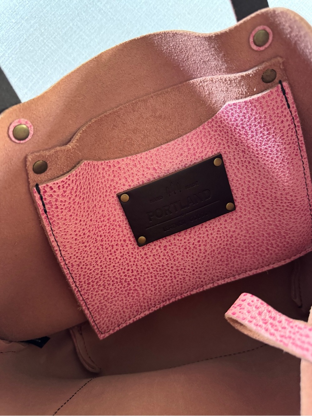 Portland Leather Pink Leather Tote - Picture 7 of 9